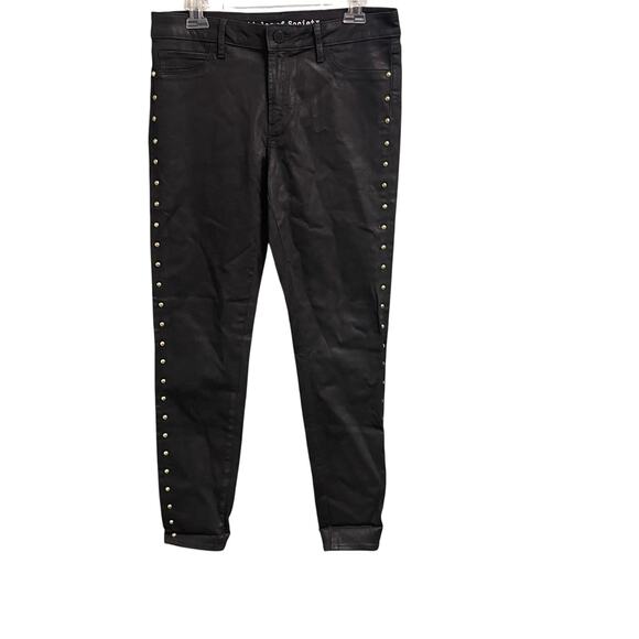 Articles of Society Coated Jeans Studded Black Stretch Size 30 Moto Punk Glam - Picture 1 of 5